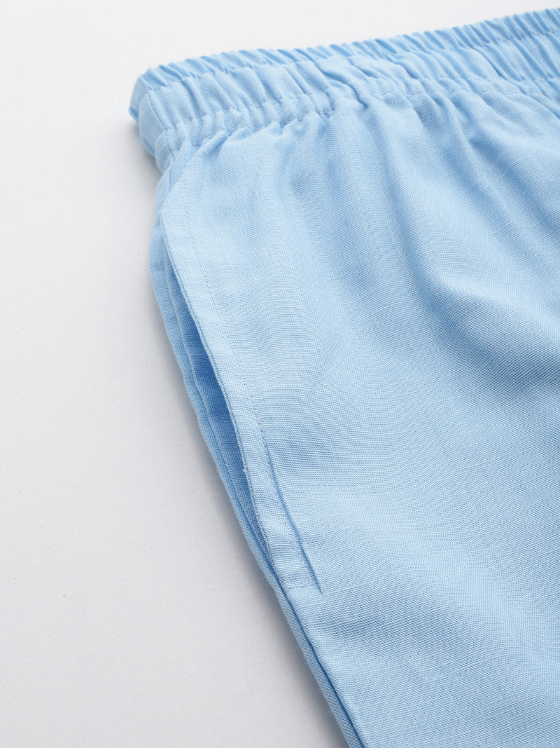 Dennison Solid Cuban Collar Comfort Fit Shirt With Shorts Co-ords