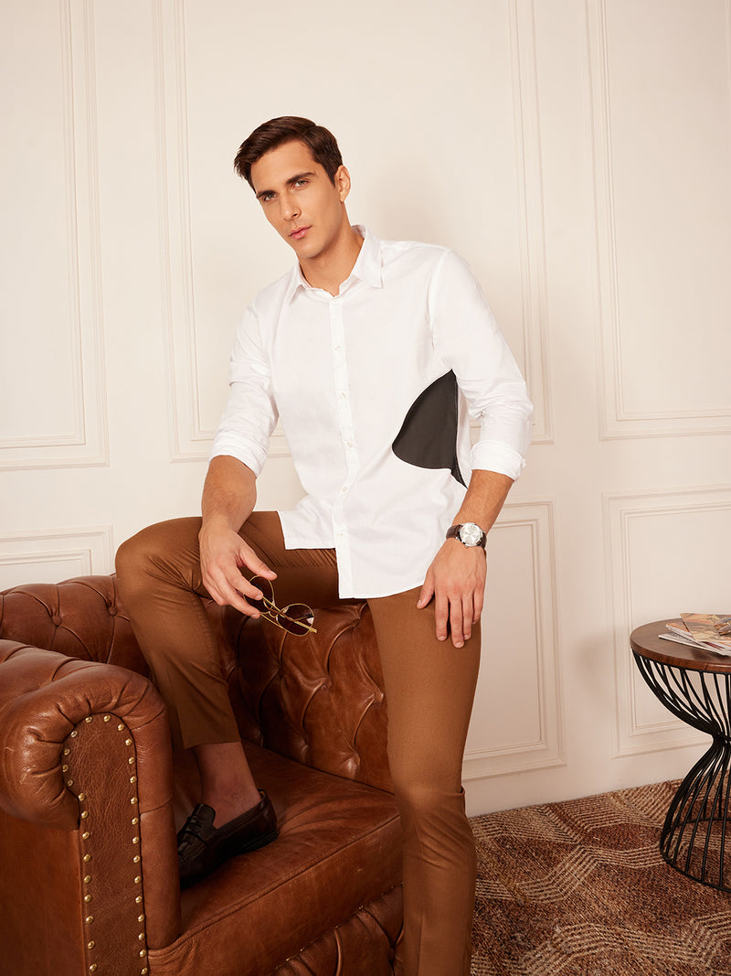 White: Full Sleeves Abstract Printed Party Shirt