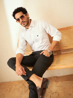 White: Smart Spread Collar Cotton Formal Shirt