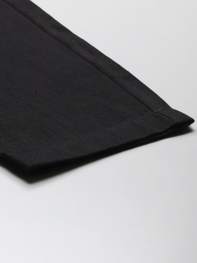 DENNISON Men Black Relaxed Tapered Fit Easy Wash Trousers