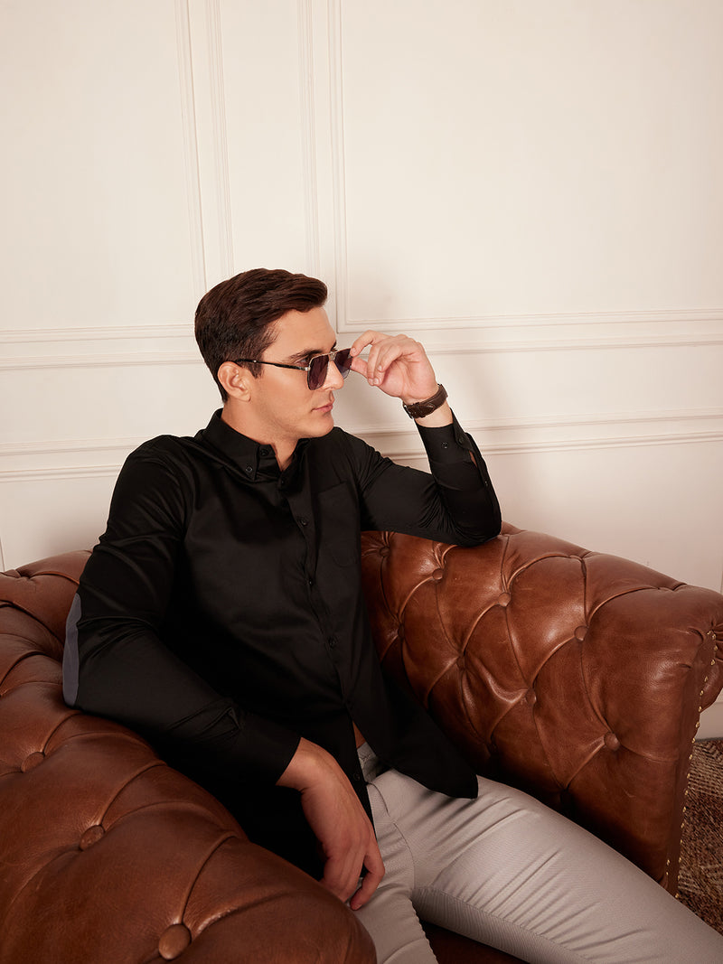 DENNISON Elbow Patch Smart Slim Fit Opaque Formal Shirt