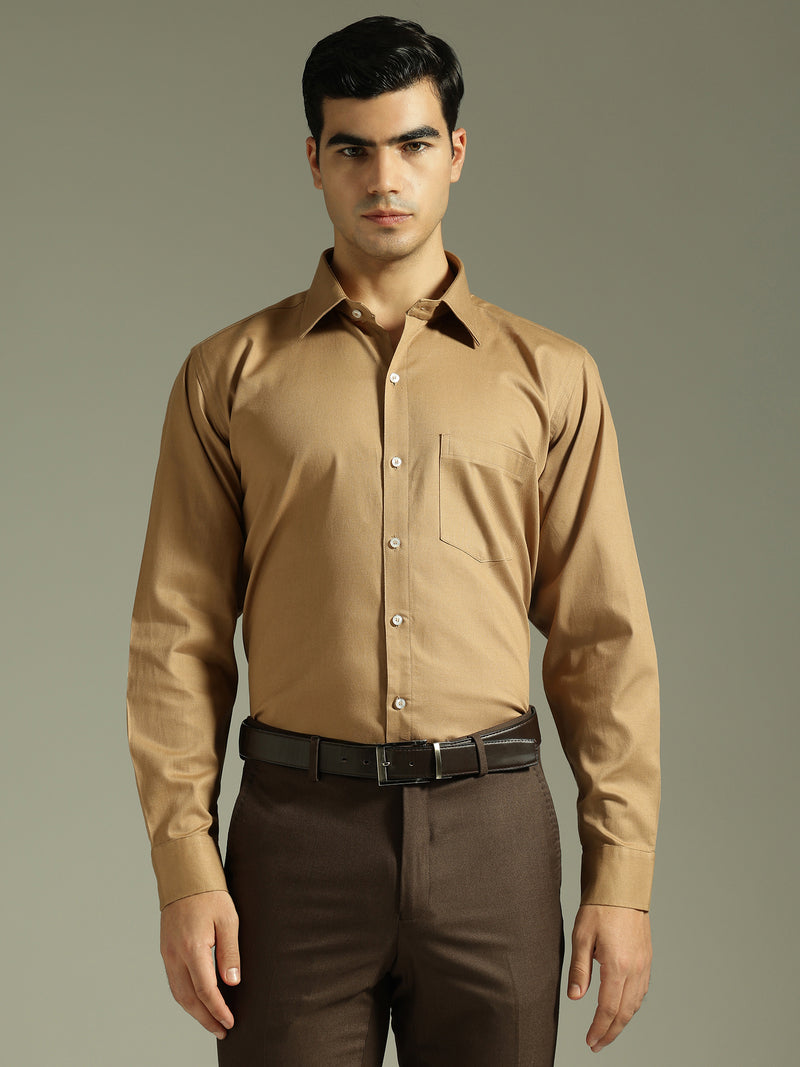 Mustard Brown: Party Wear Formal Shirt