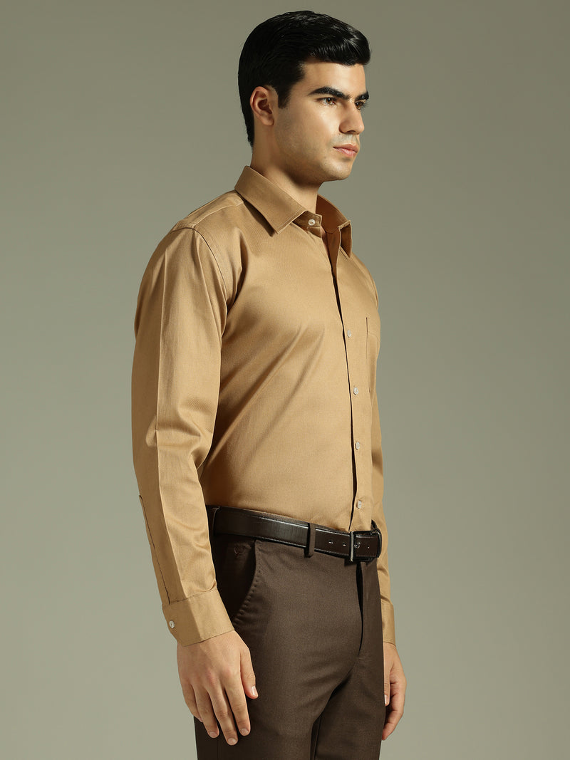 Mustard Brown: Party Wear Formal Shirt