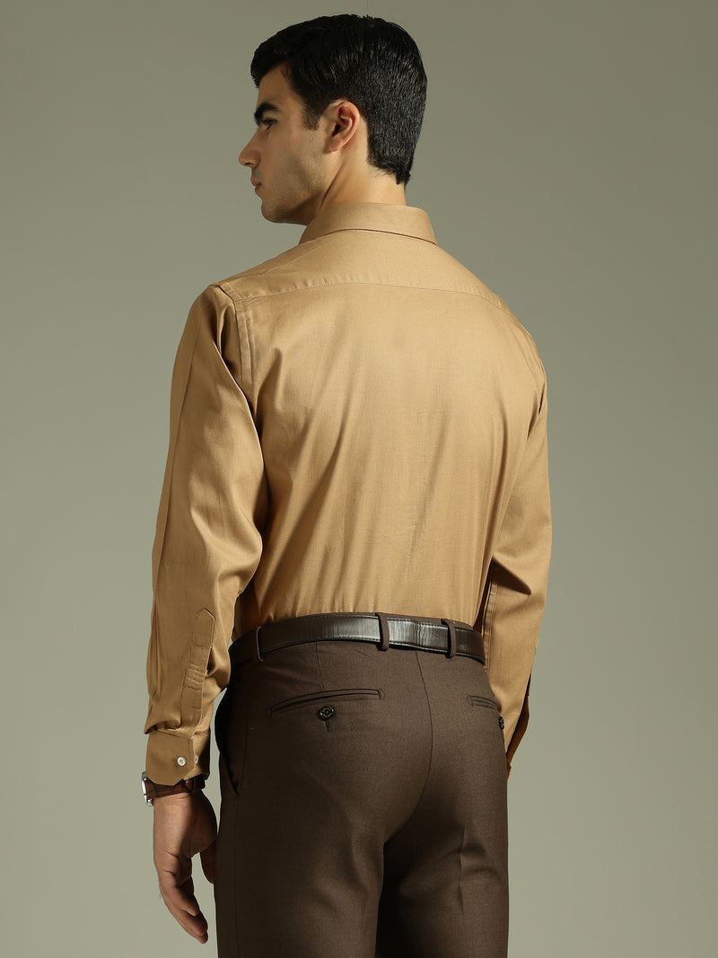 Mustard Brown: Party Wear Formal Shirt