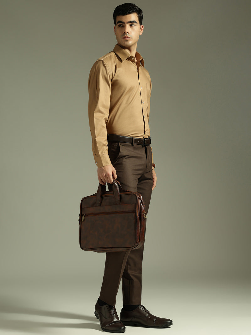 Mustard Brown: Party Wear Formal Shirt