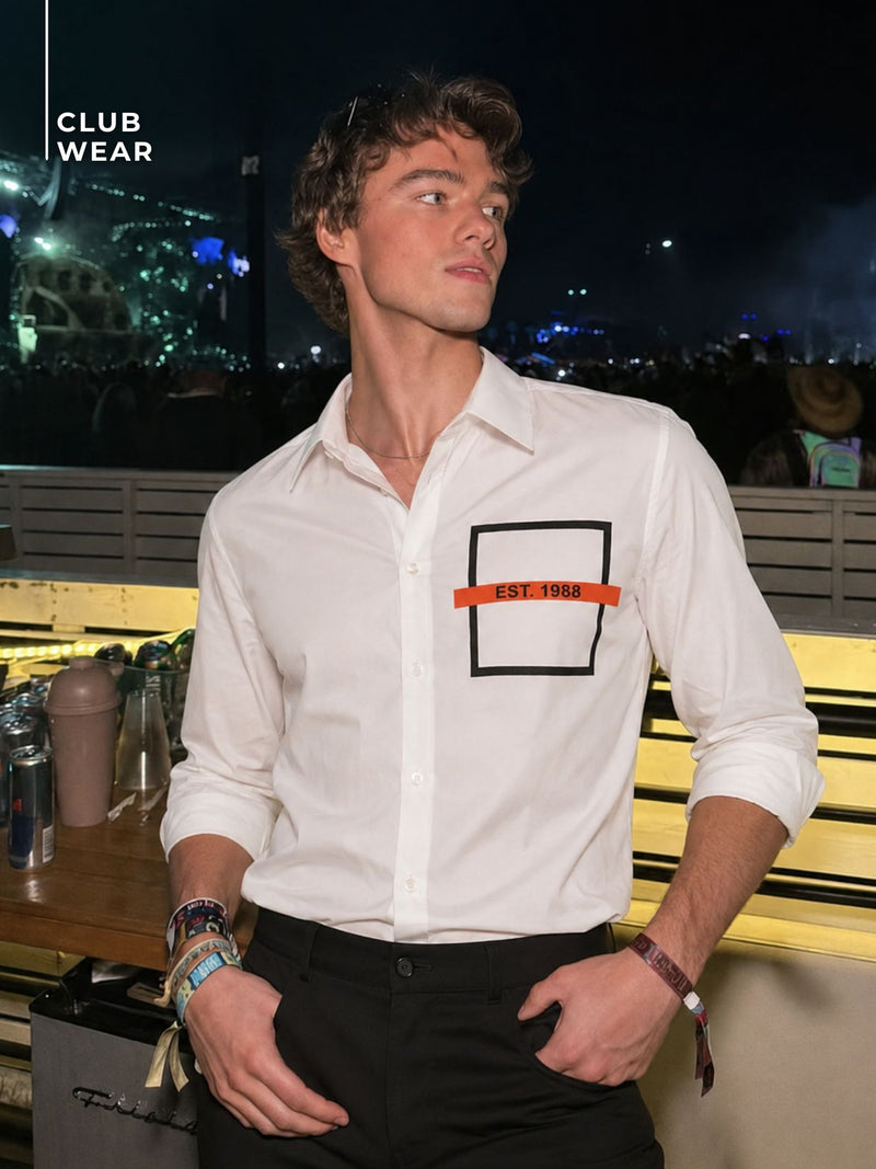 White: Full Sleeves Clubwear Shirt