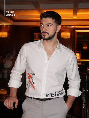 White: Full Sleeves Cotton Partywear Shirt