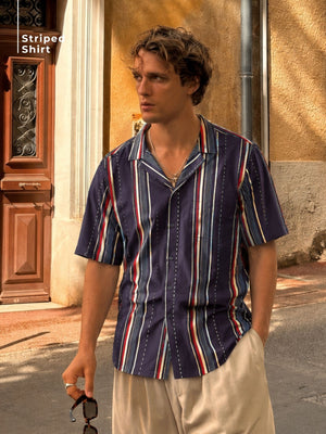 Blue & White: Full Sleeves Button-Down Collar Striped Shirt