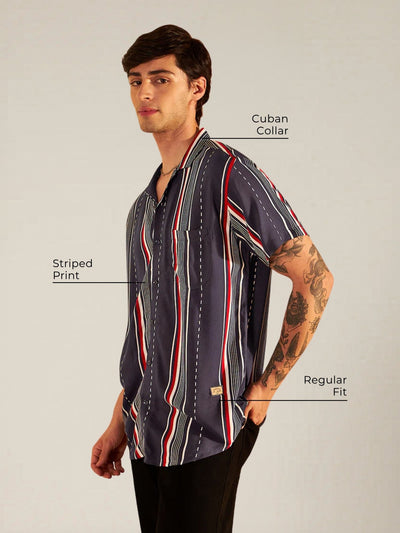 Blue & White: Full Sleeves Button-Down Collar Striped Shirt