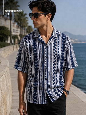 Navy Blue Oversized Casual Shirt