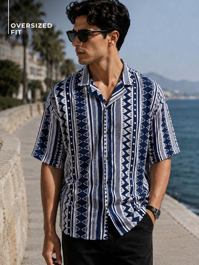 Navy Blue Oversized Casual Shirt
