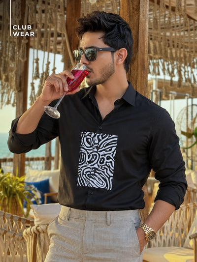 Black: Full Sleeves Partywear Shirt
