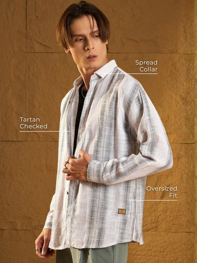 White: Full Sleeves Checked Casual Shirt