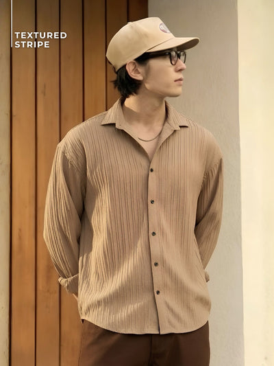 Drop Shoulder Oversized Textured Shirt