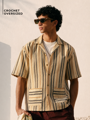 Crochet Oversized Striped Shirt