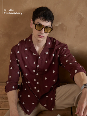 Muslin Embroidered Casual Shirt