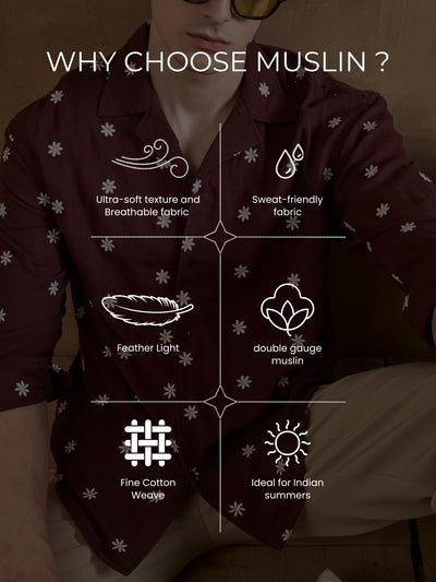 Muslin Embroidered Casual Shirt