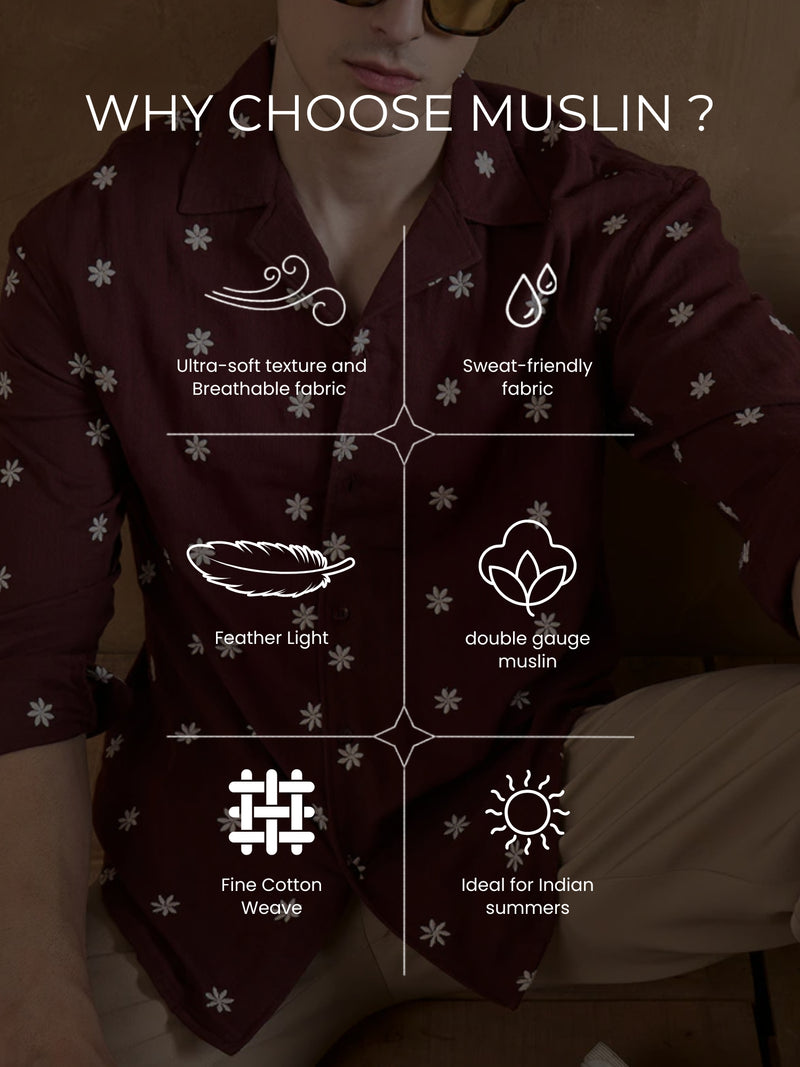 Muslin Embroidered Casual Shirt