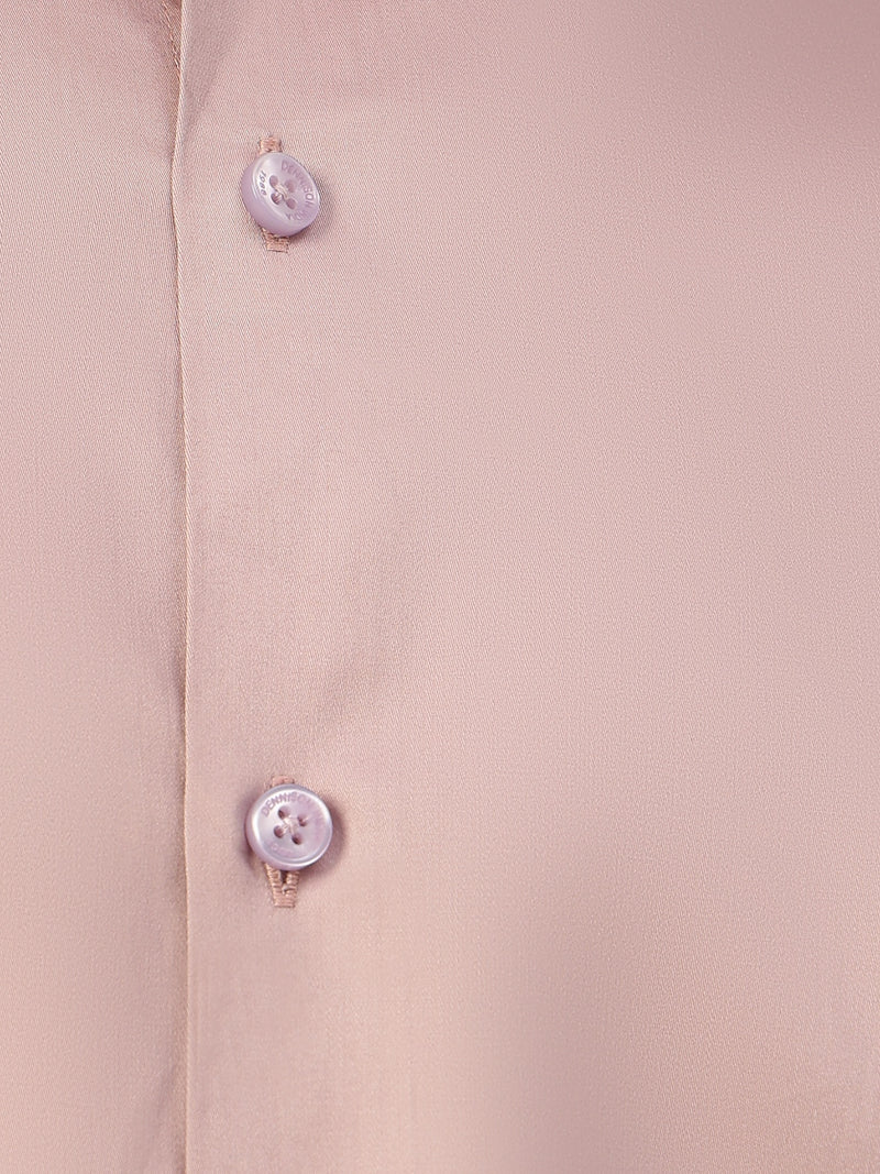Pink Mandarin Collar Formal Cotton Shirt