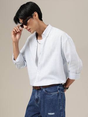 White & Blue Striped Shirt