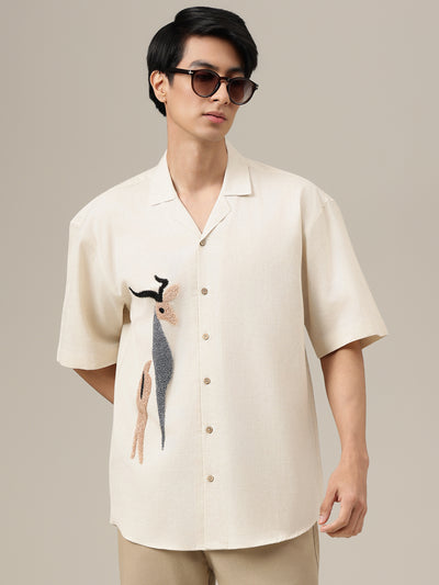 Off White Embroidered Shirt