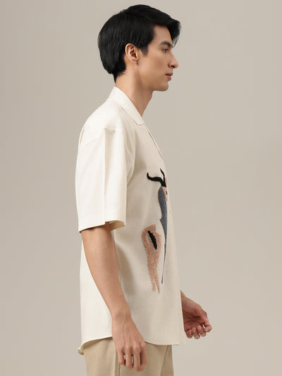 Off White Embroidered Shirt