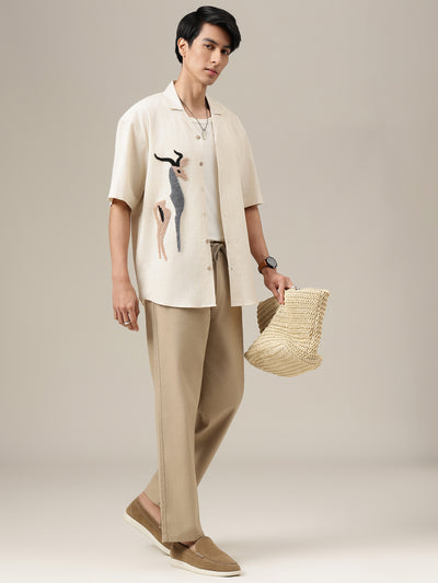 Off White Embroidered Shirt