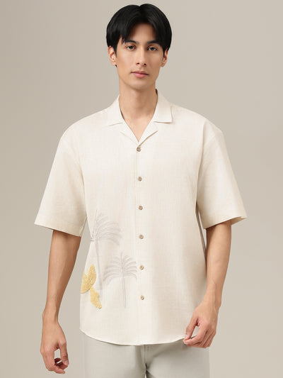 Off White Embroidered Shirt