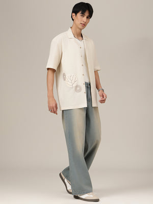 Off White Embroidered Shirt