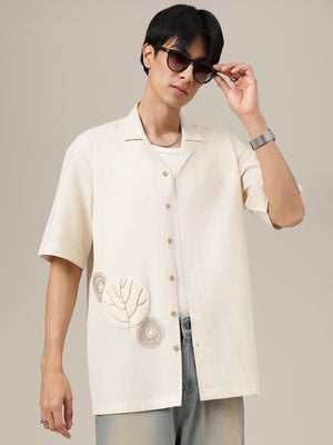 Off White Embroidered Shirt