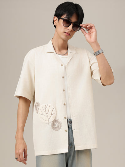 Off White Embroidered Shirt