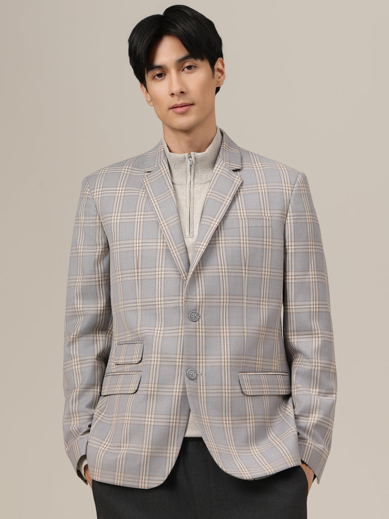 Checked Single Breasted Blazer