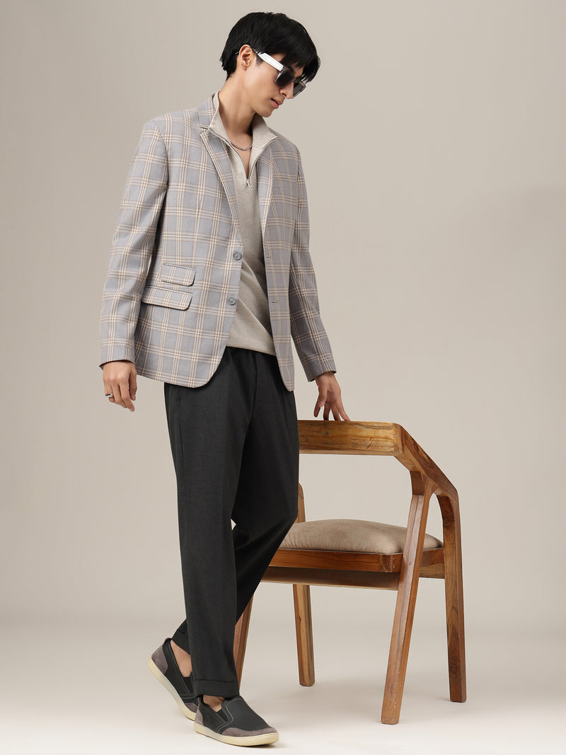 Checked Single Breasted Blazer