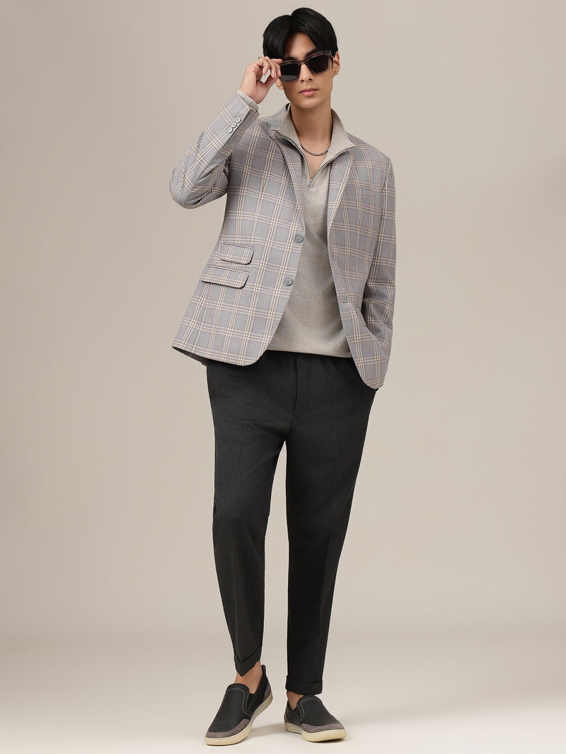 Checked Single Breasted Blazer