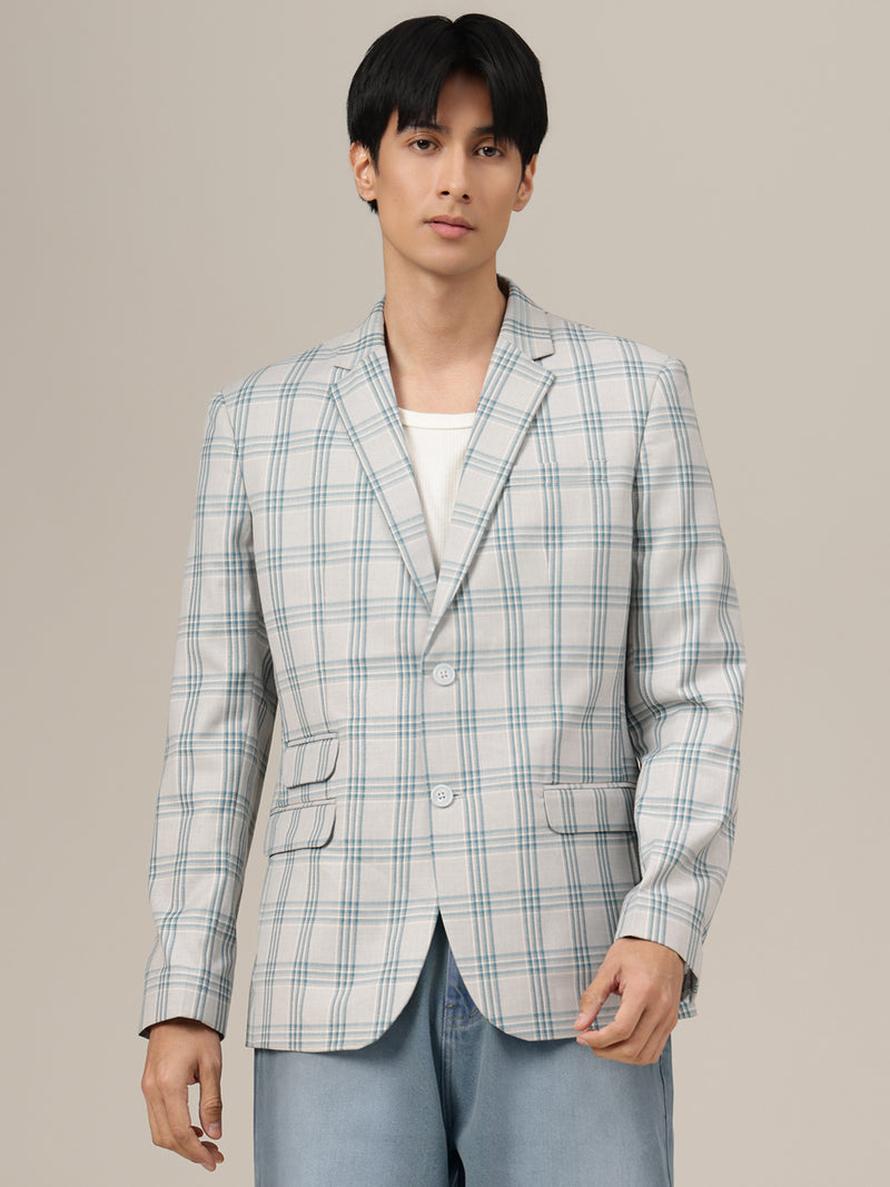 Checked Single Breasted Blazer