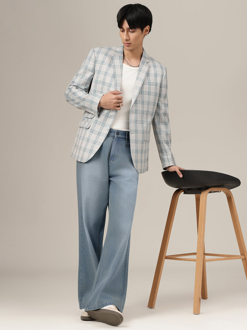 Checked Single Breasted Blazer
