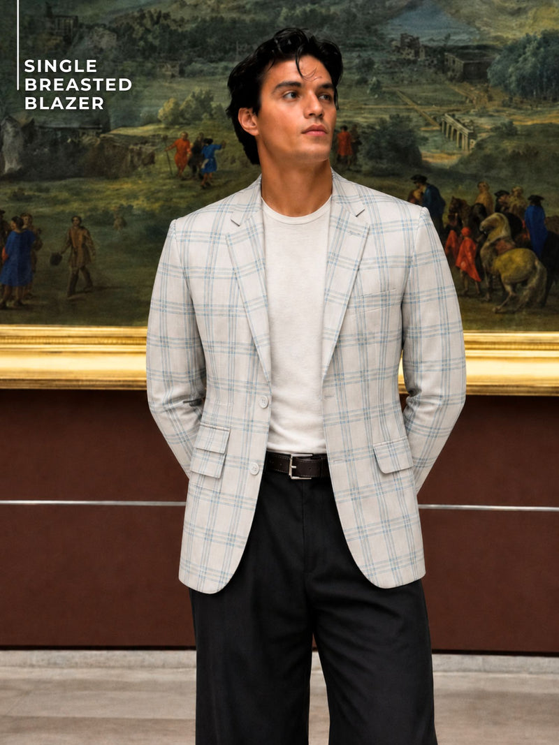 Checked Single Breasted Blazer