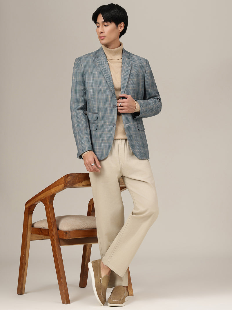 Checked Single Breasted Blazer