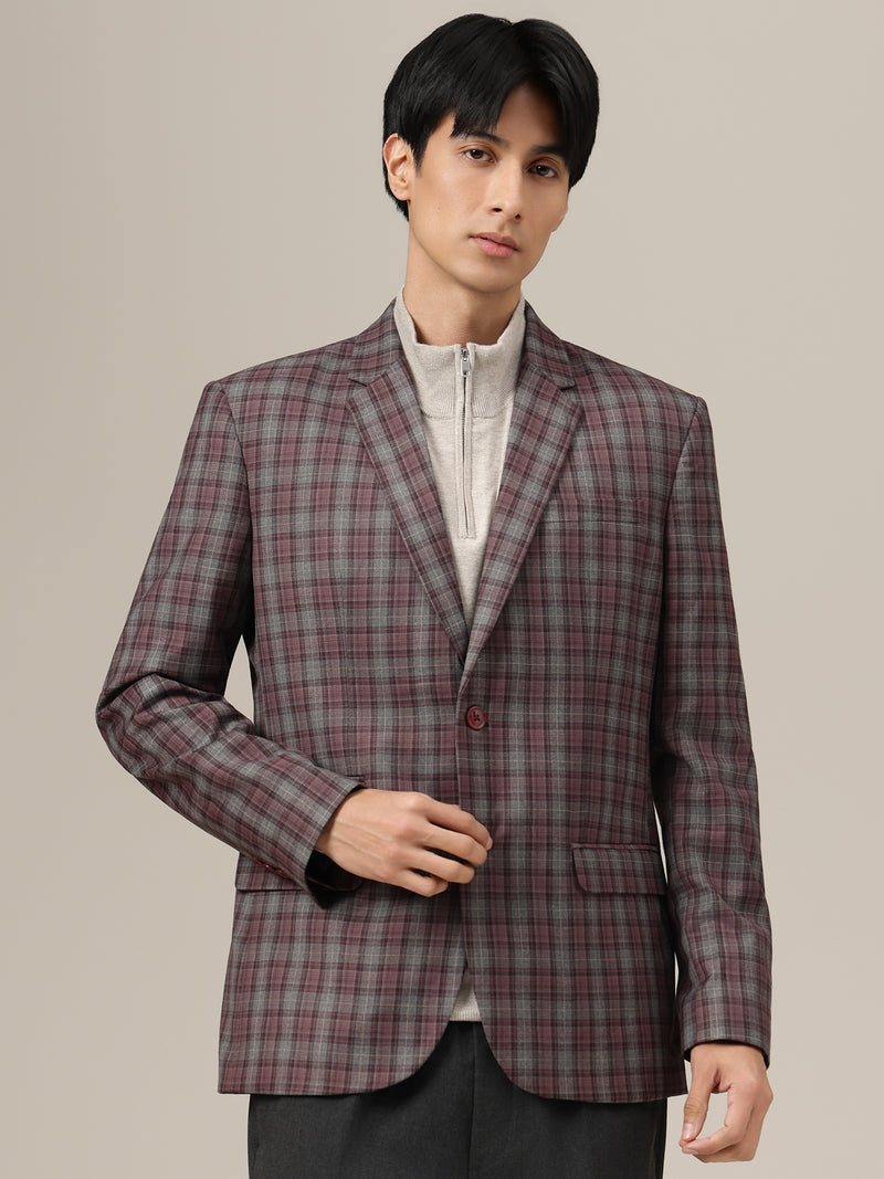 Checked Single Breasted Blazer