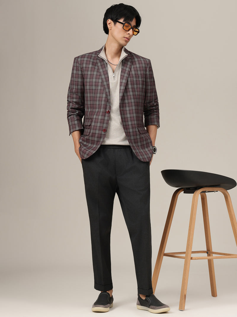 Checked Single Breasted Blazer