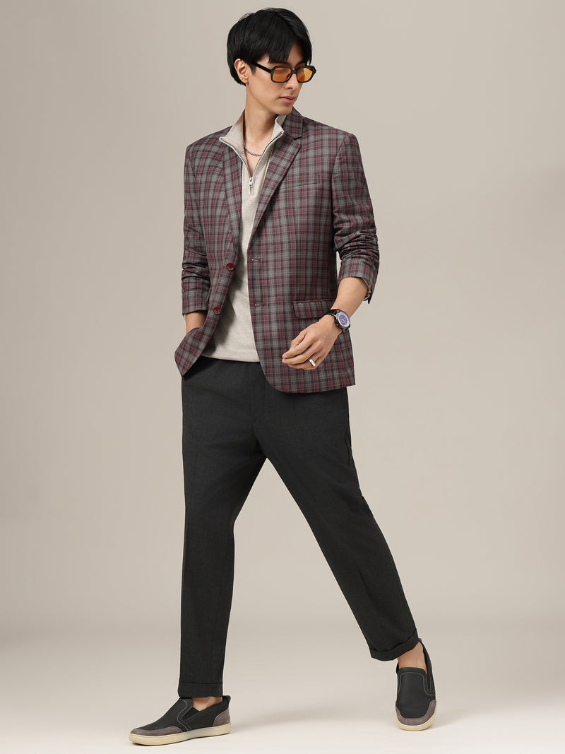Checked Single Breasted Blazer