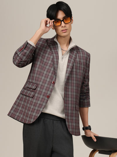 Checked Single Breasted Blazer