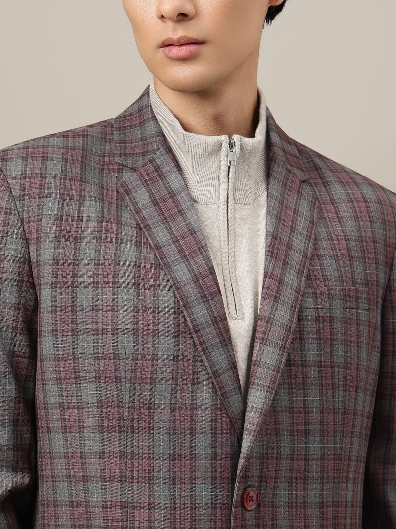 Checked Single Breasted Blazer