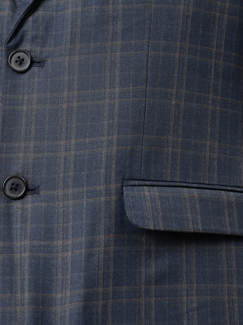 Checked Notched Lapel Collar Blazer