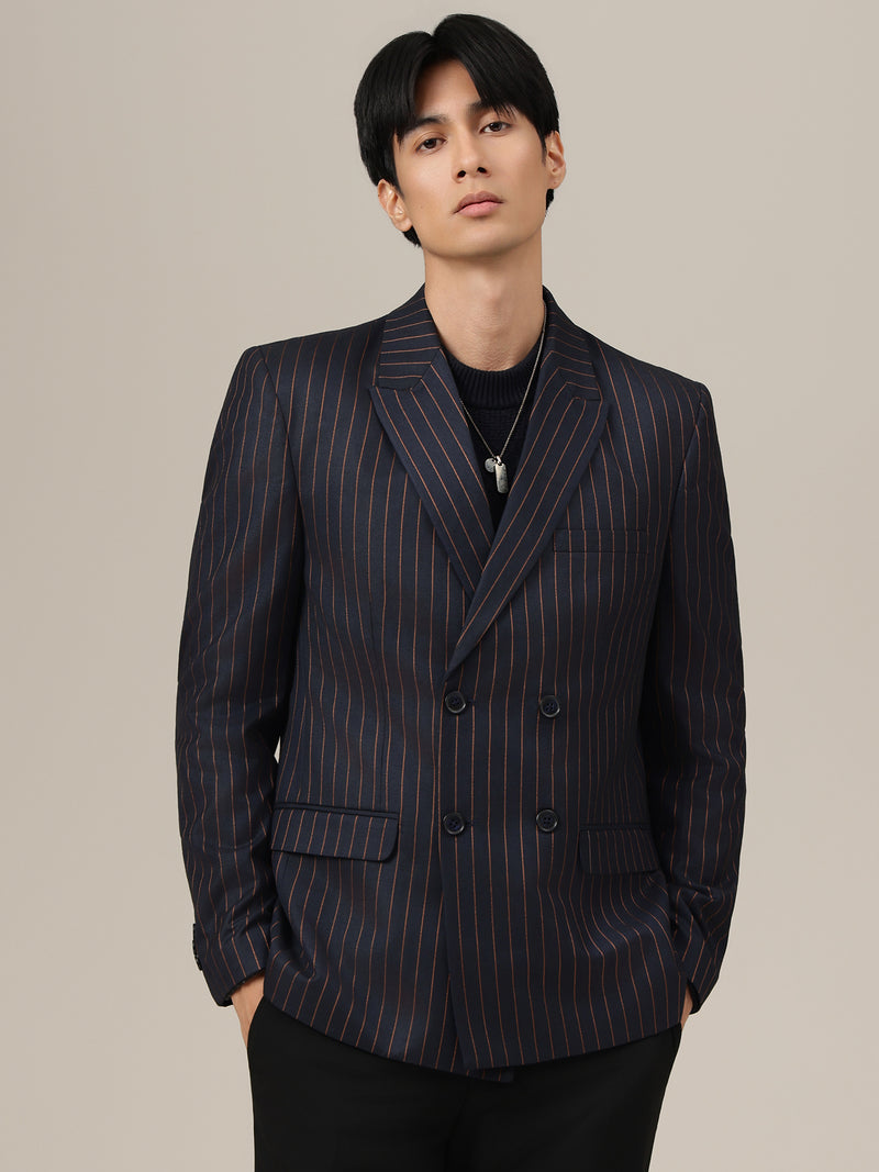 Striped Double Breasted Blazer