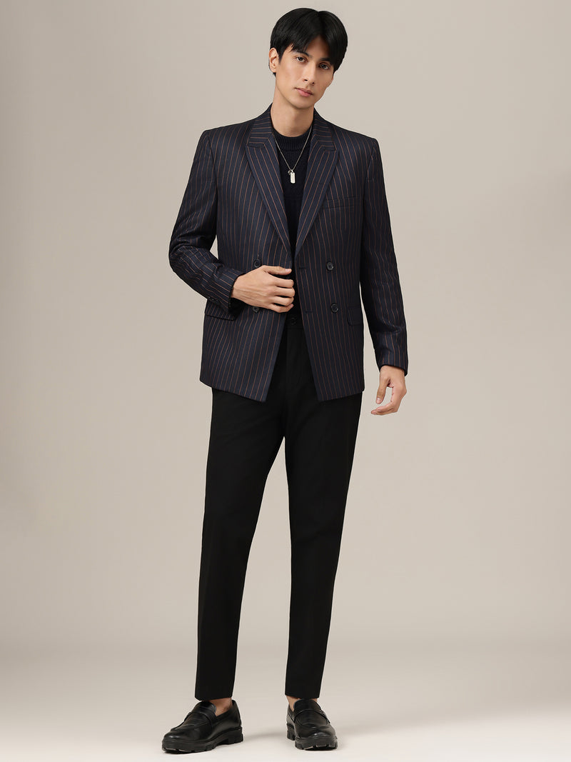 Striped Double Breasted Blazer