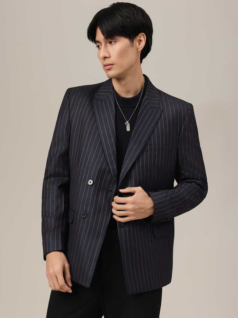 Striped Double Breasted Blazer