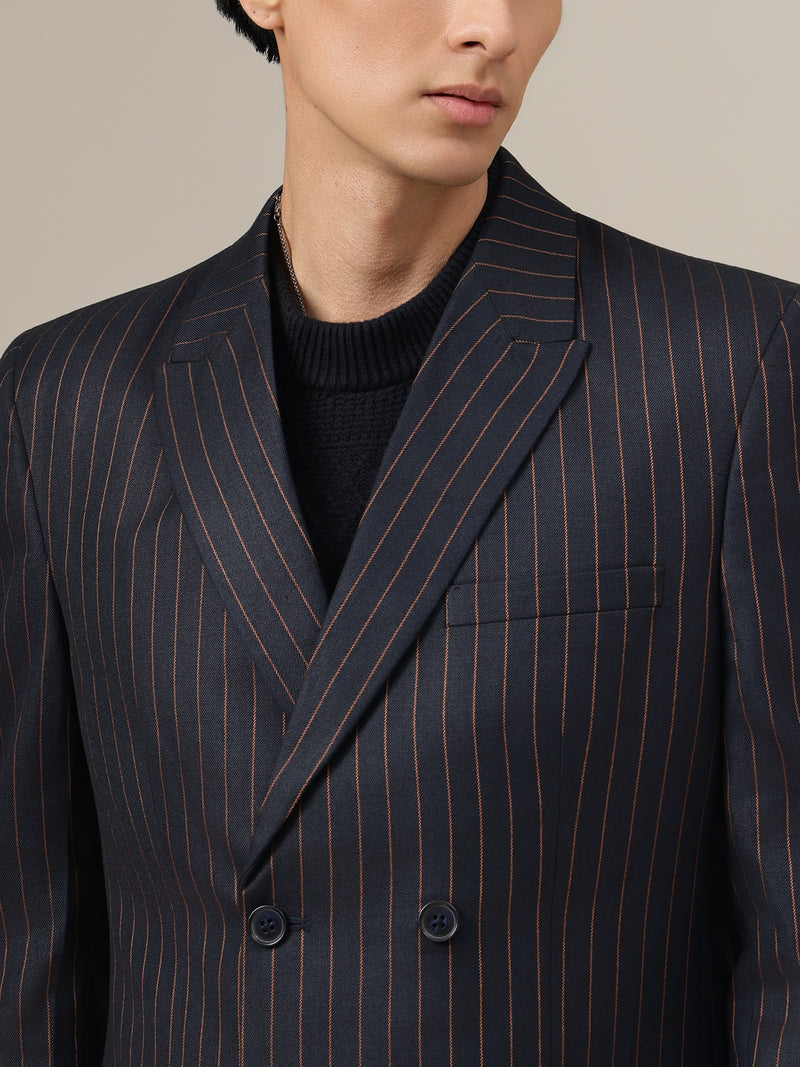 Striped Double Breasted Blazer