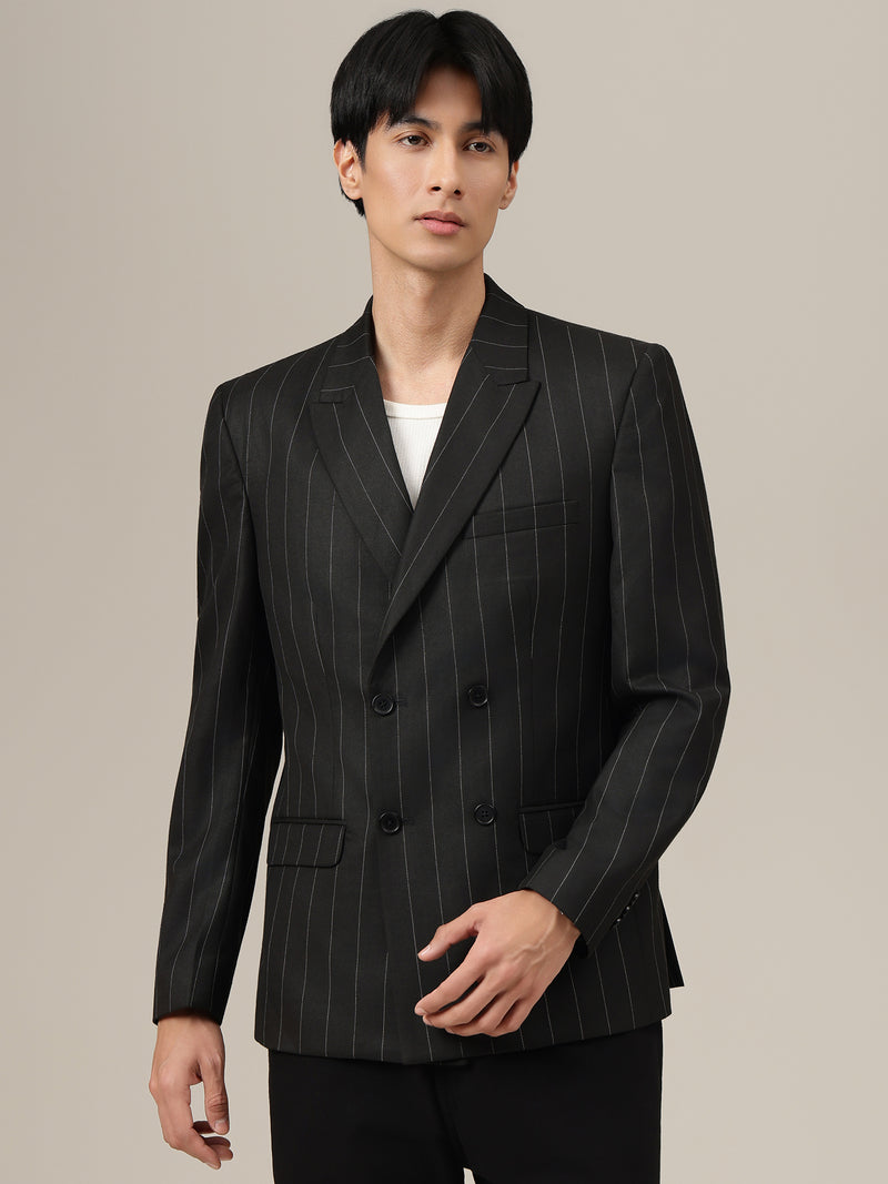 Striped Double Breasted Blazer