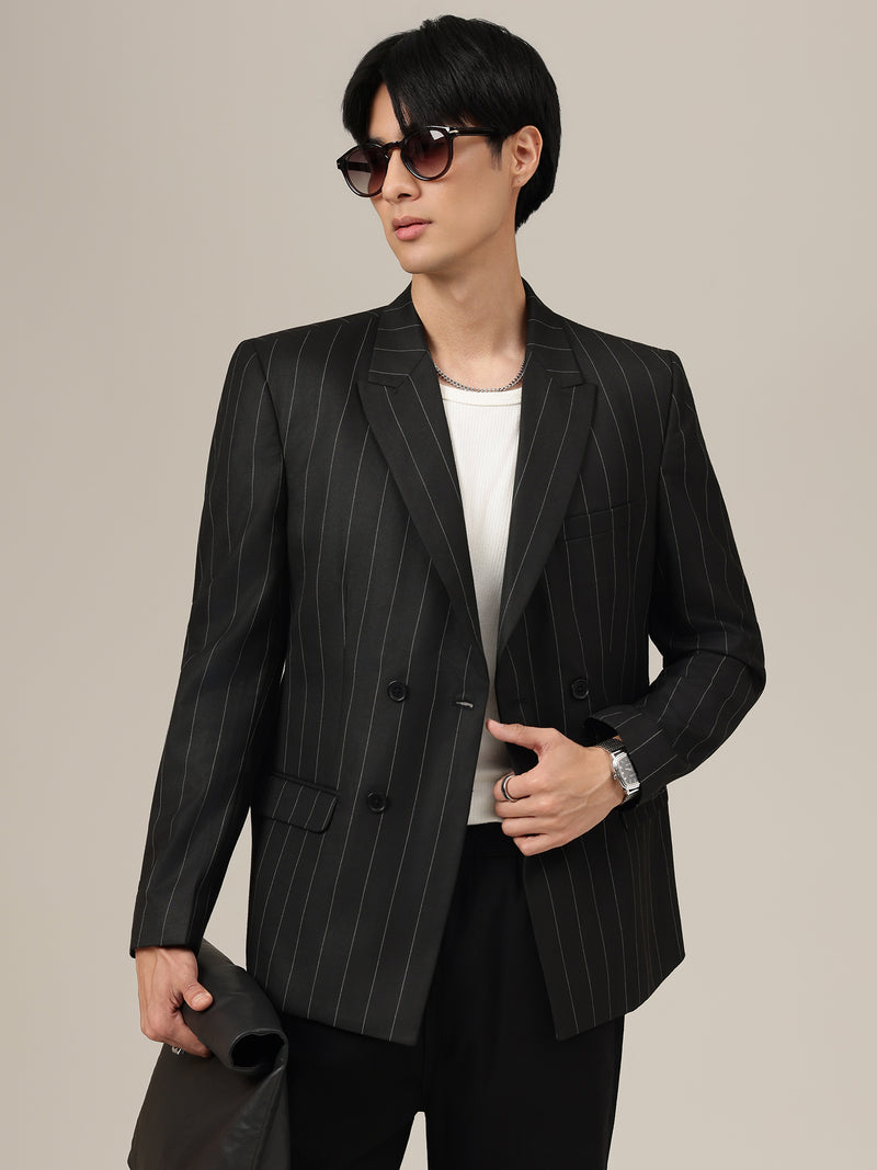 Striped Double Breasted Blazer